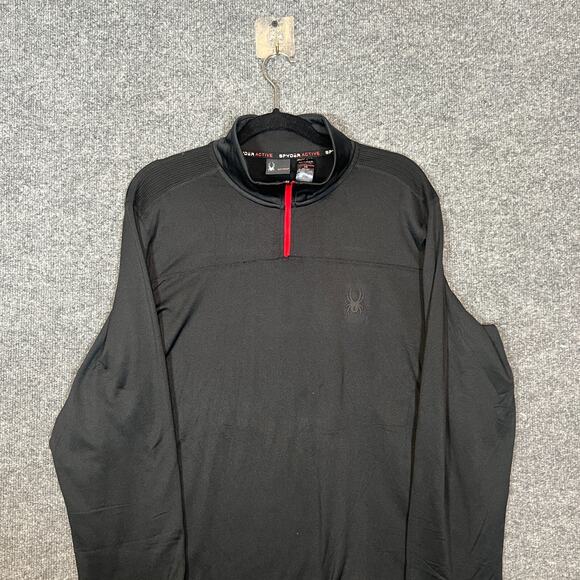 Spyder Shirt Mens Large Black Performance Stretch Long Sleeve Active 1/4 Zip - Picture 4 of 13